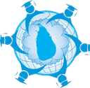 Learn-Steer logo: a globe centered on Sri Lanka, encircled by graduating students